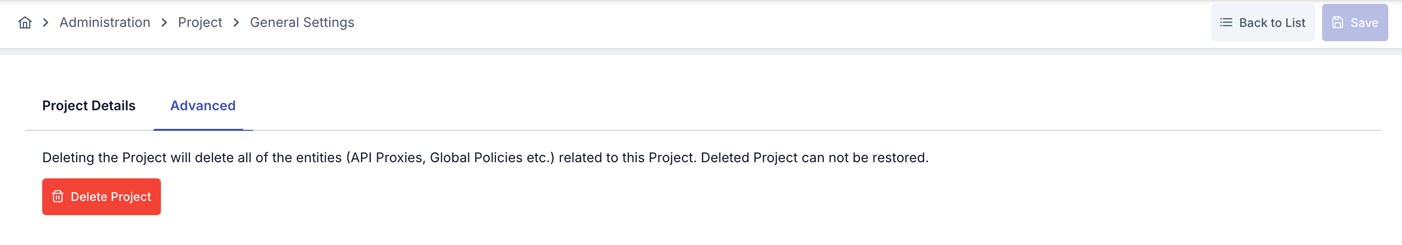 Project Deletion