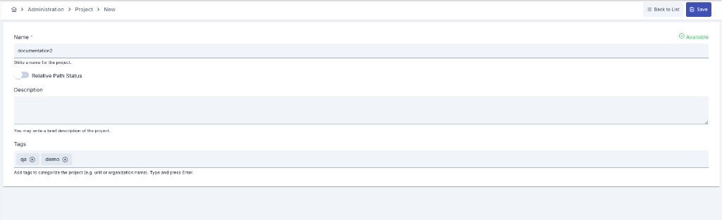 Multiple tags field in project settings