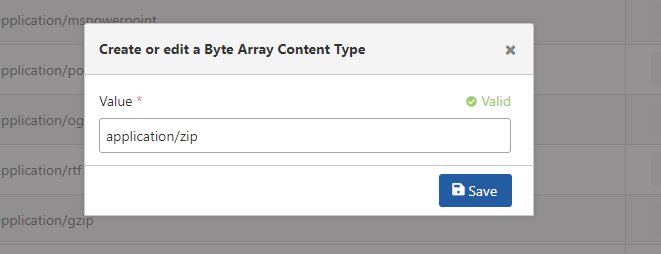 Creating Byte Array Content Type