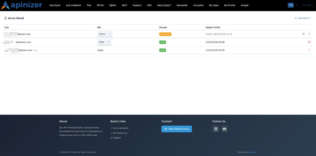 Portal membership and invitation screen