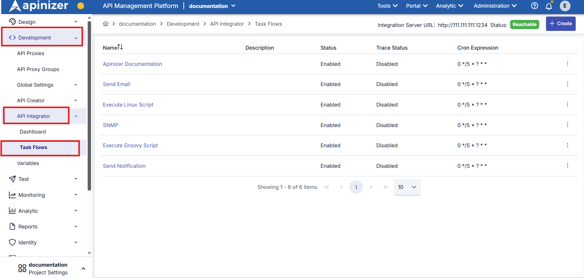 Task Flows List