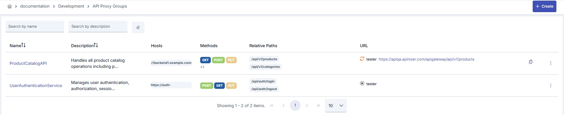 API Proxy Group List