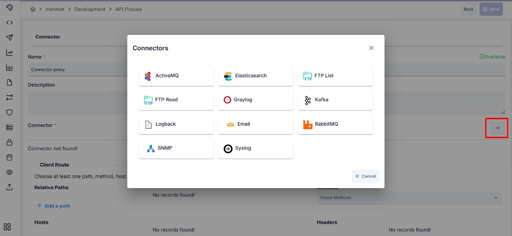 Connector API Proxy bilgilerini doldurma