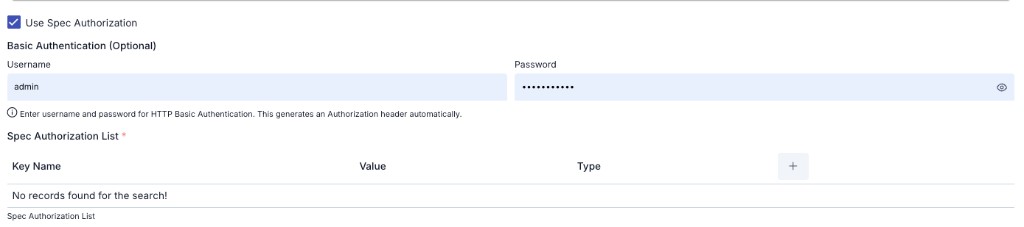 Spec Authorization etkin: Basic Authentication ve Spec Authorization Listesi