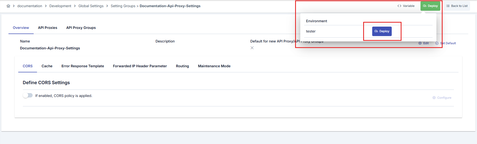 Settings Group Deploy