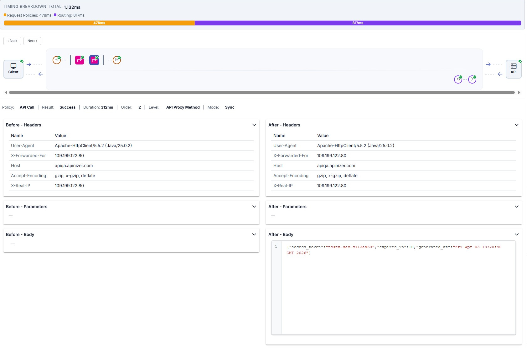 Trace drawer: another request pipeline policy step