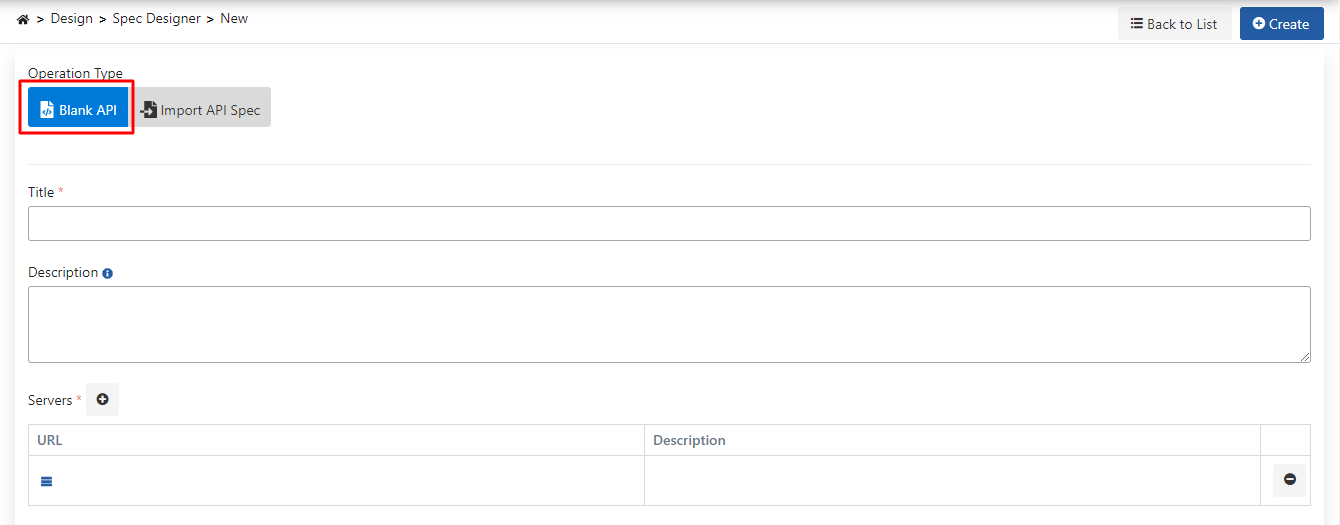 Blank API Option