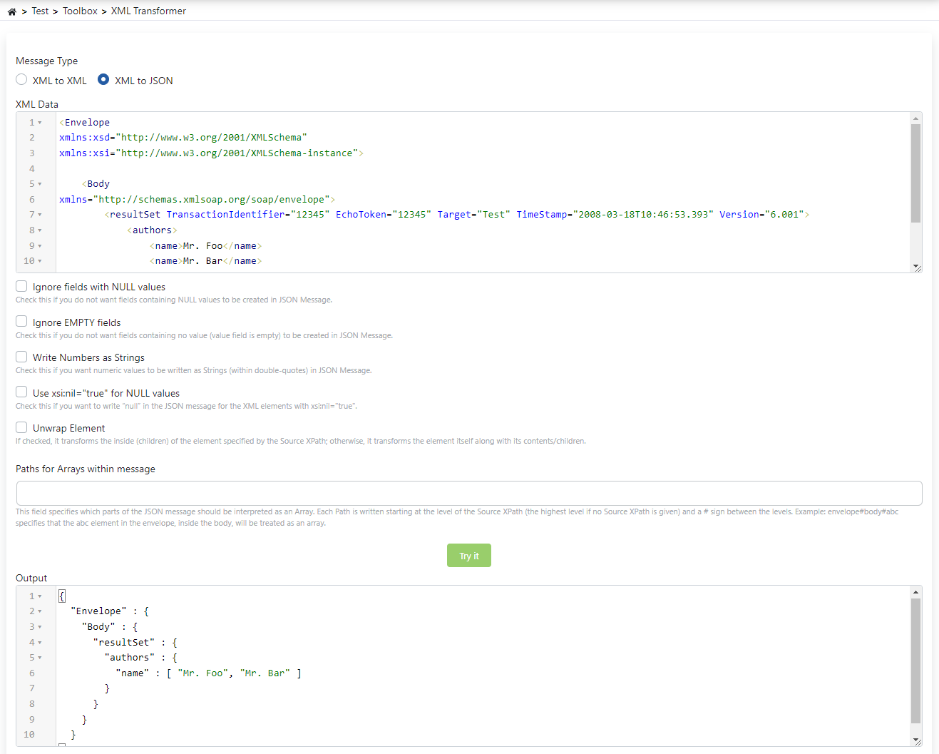 XML to JSON Dönüştürücü