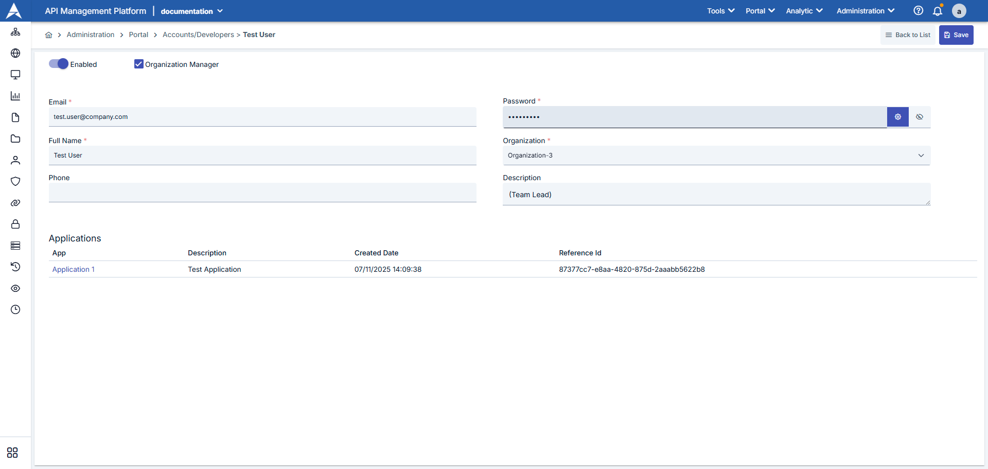 Account Edit Screen