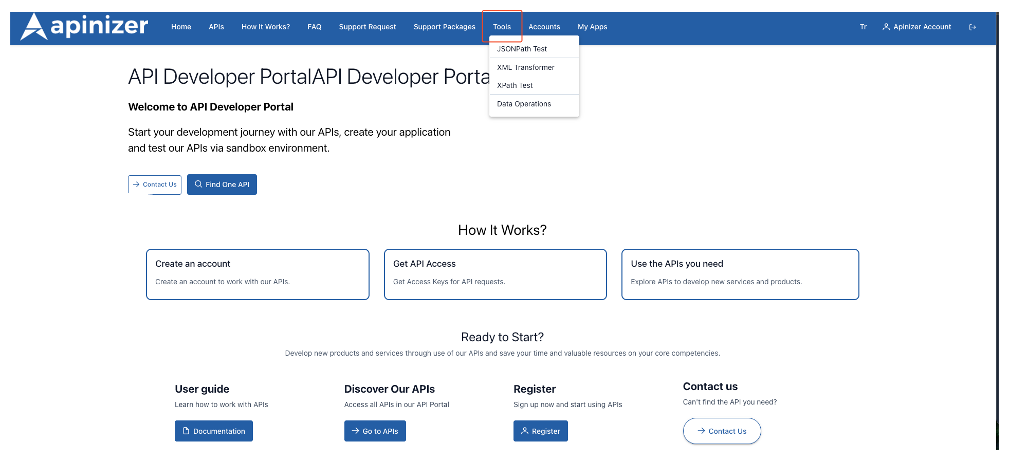 Test Tools Menu