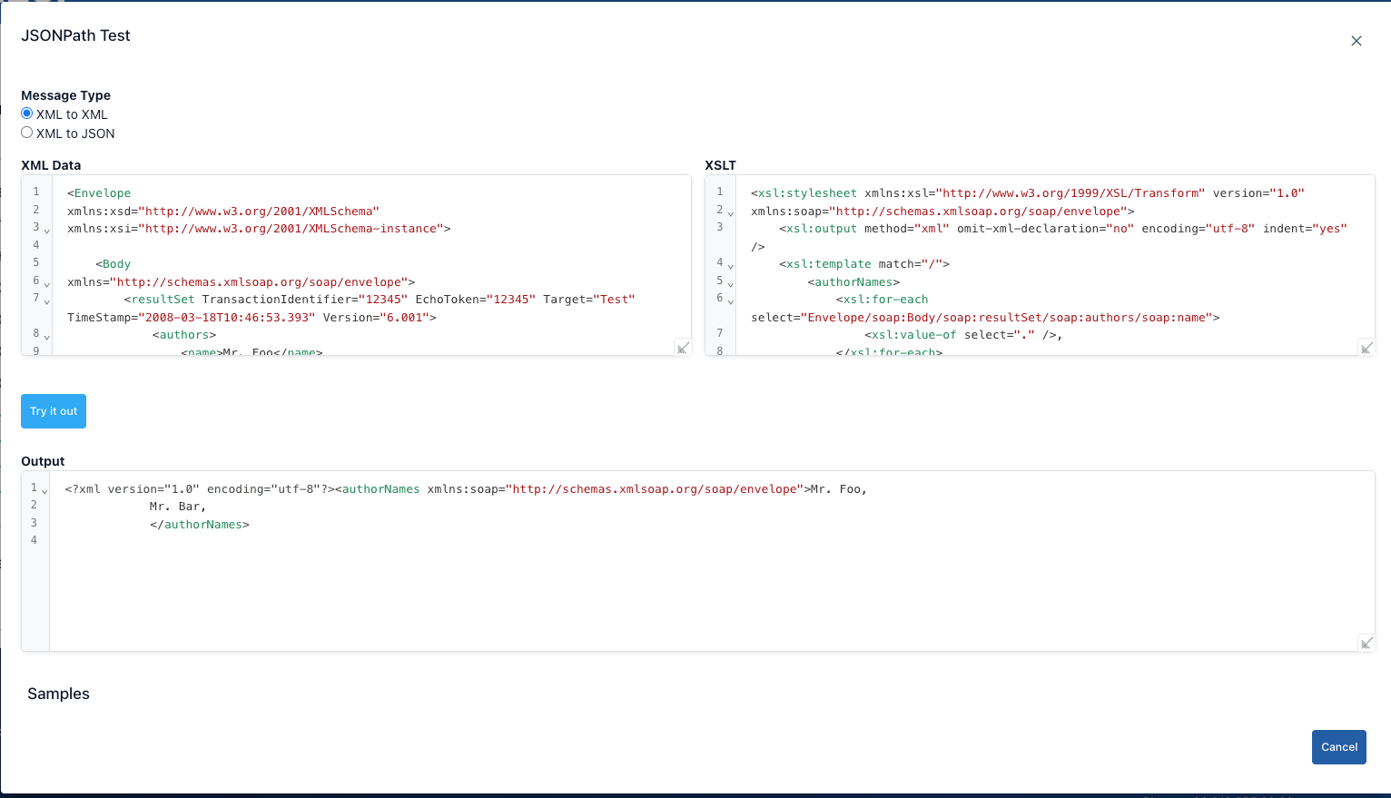 XML Transformer Screen