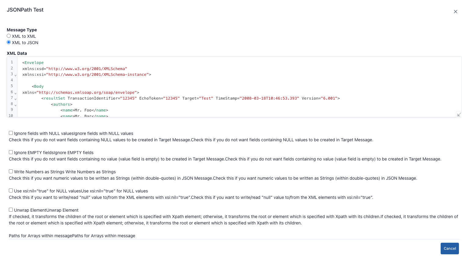 XPath Test Screen