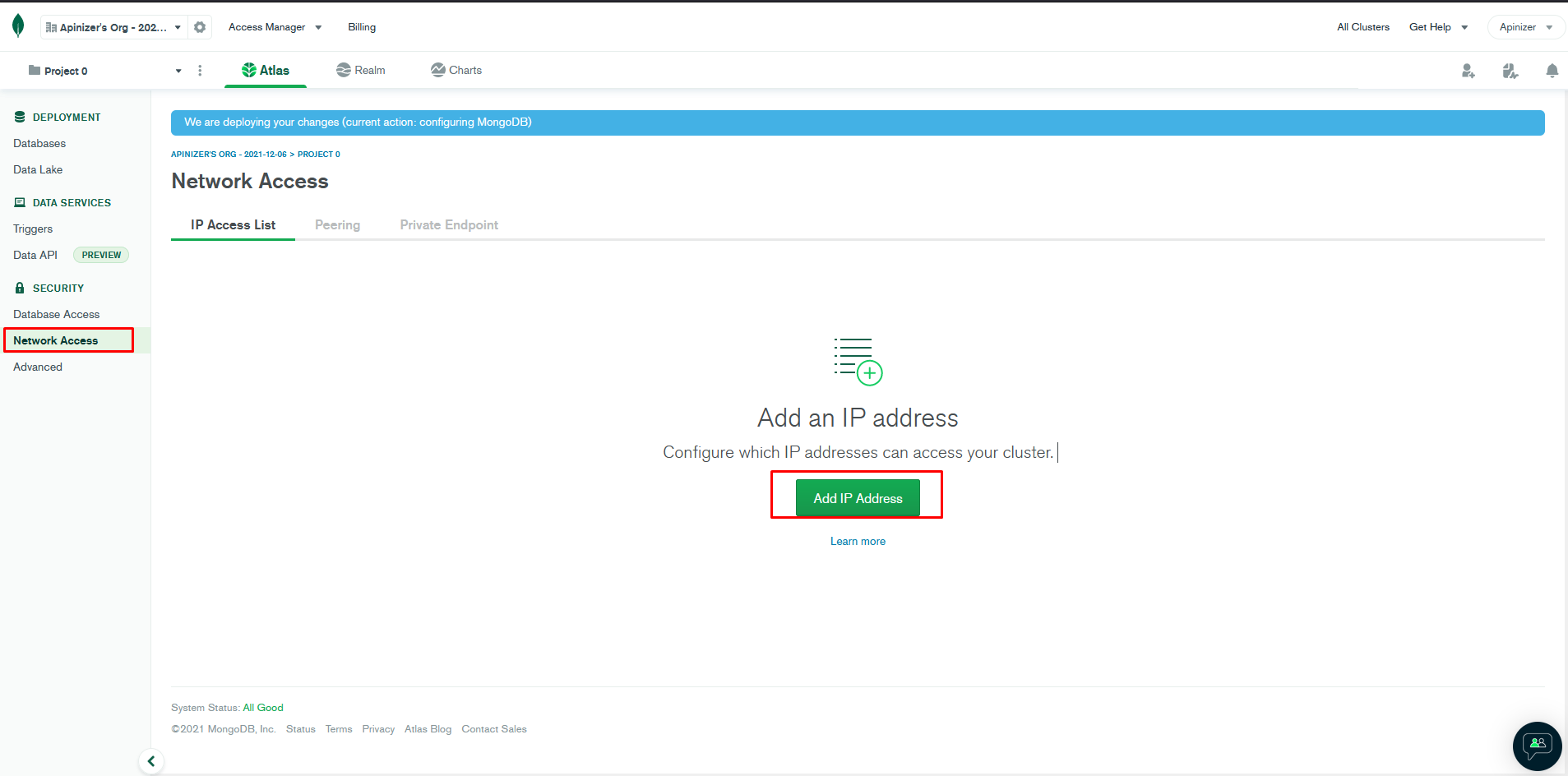 MongoDB Network Access