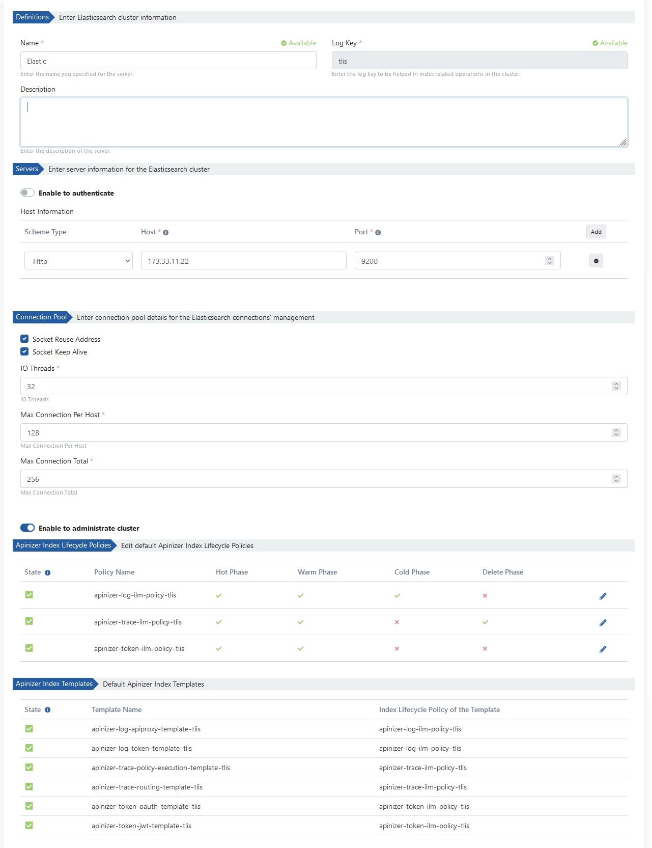 Elasticsearch Cluster Definition
