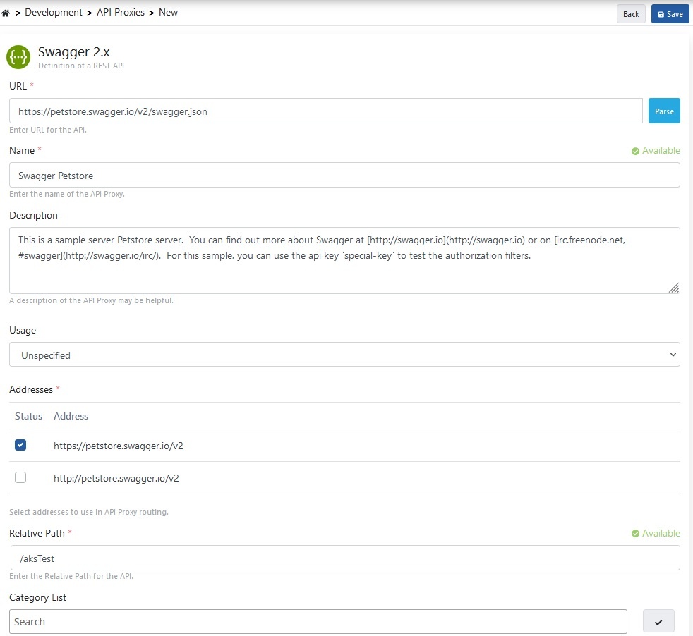 API Proxy Saving