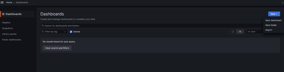 Dashboard Import Screen