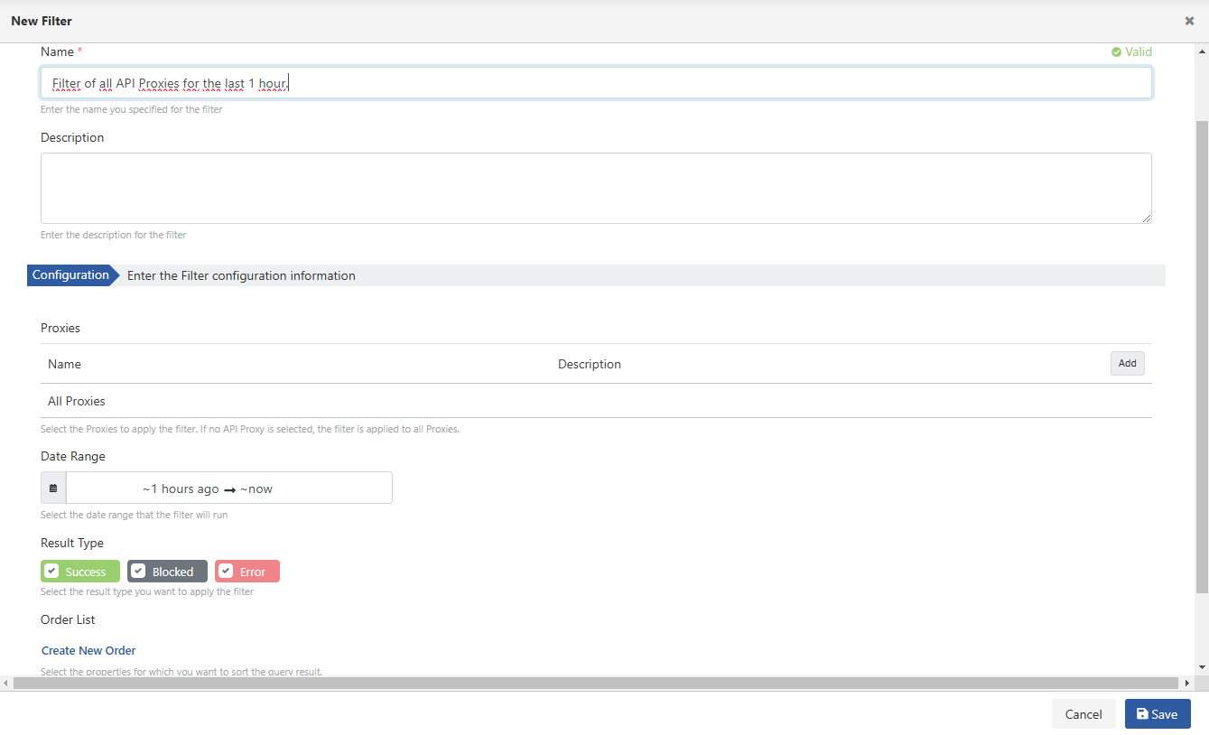 Filter Creation Screen