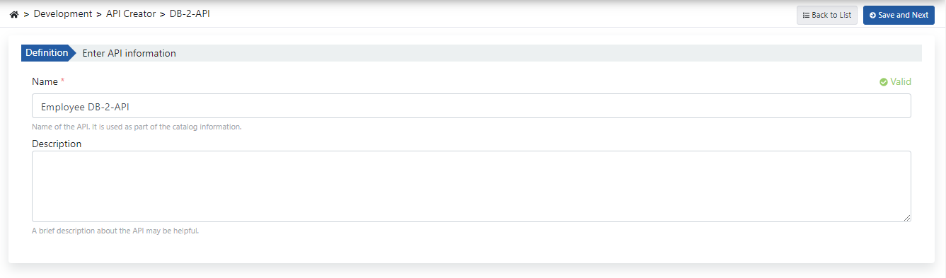 DB-2-API Settings