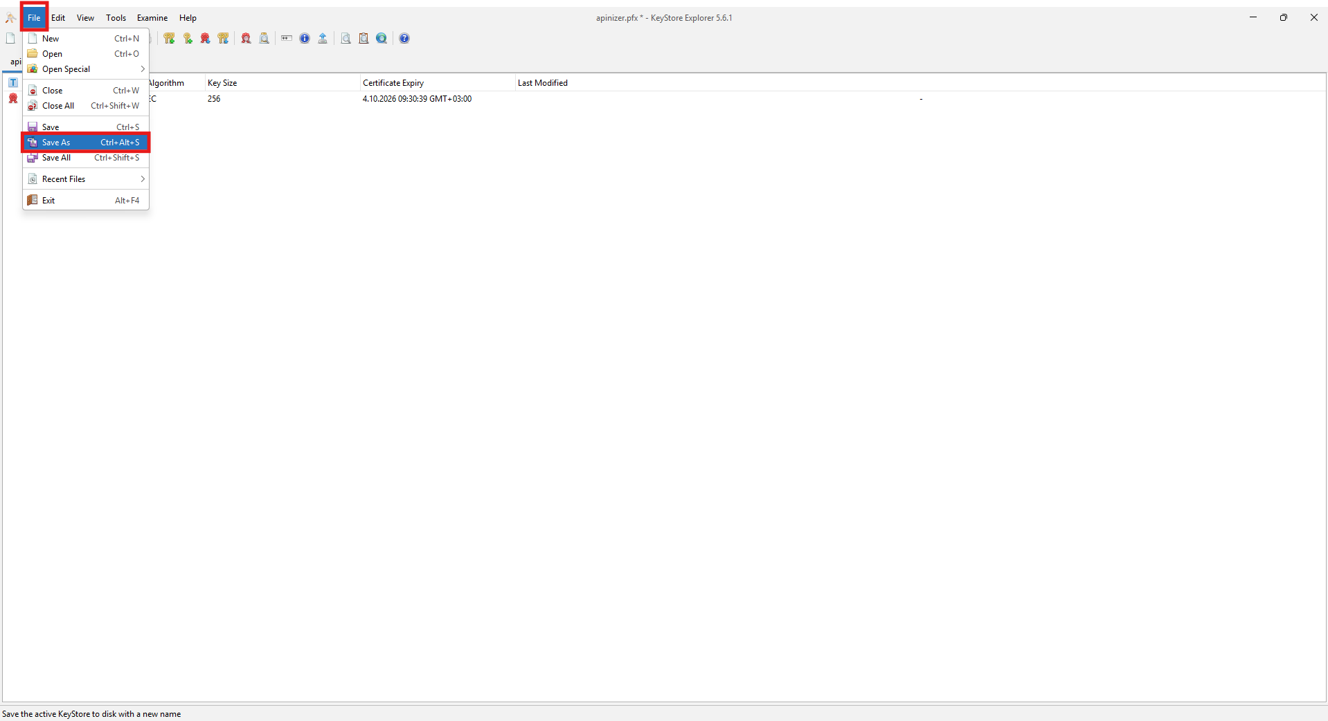 Save As in the File menu