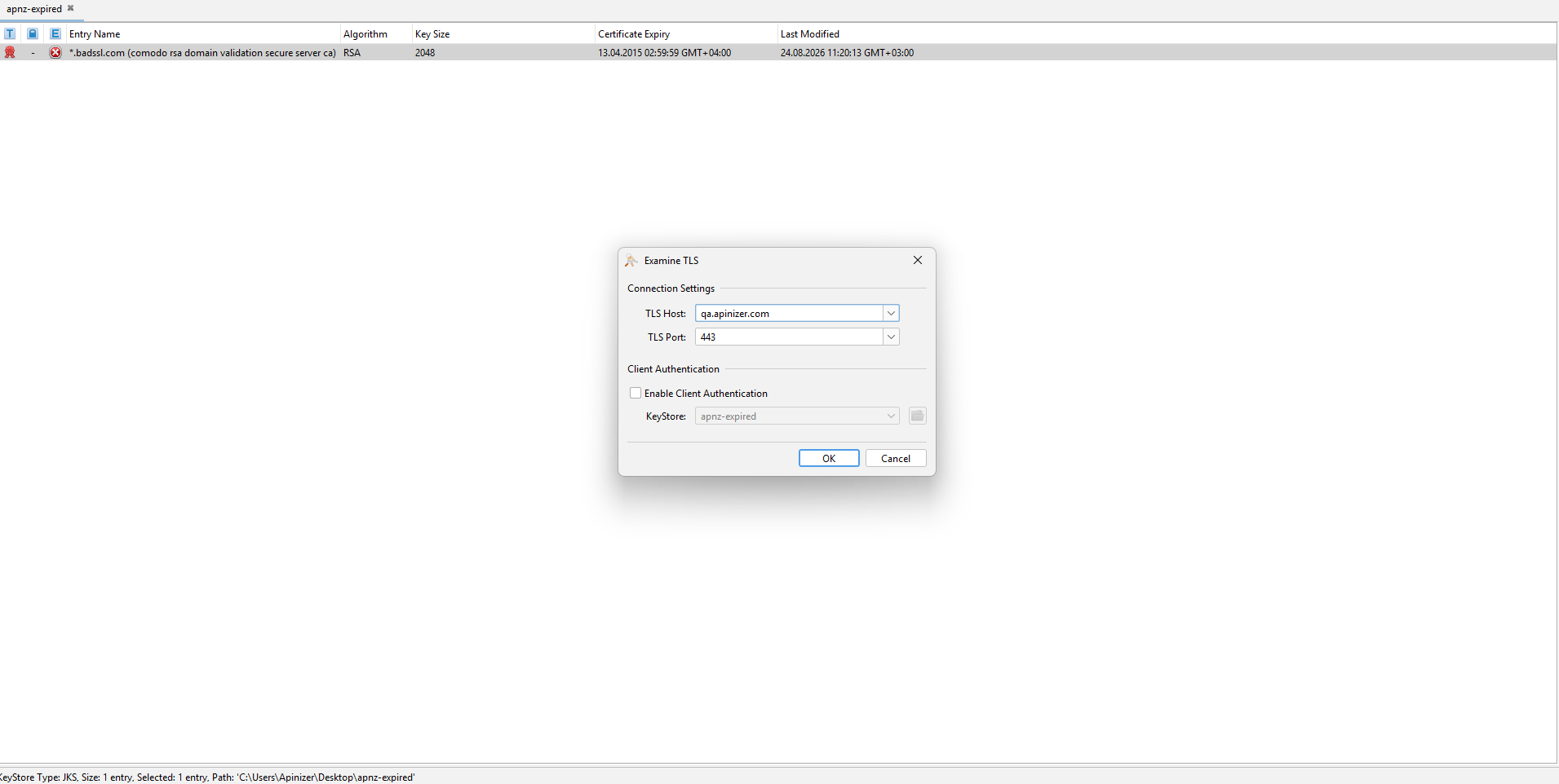 Examine TLS dialog with host and port