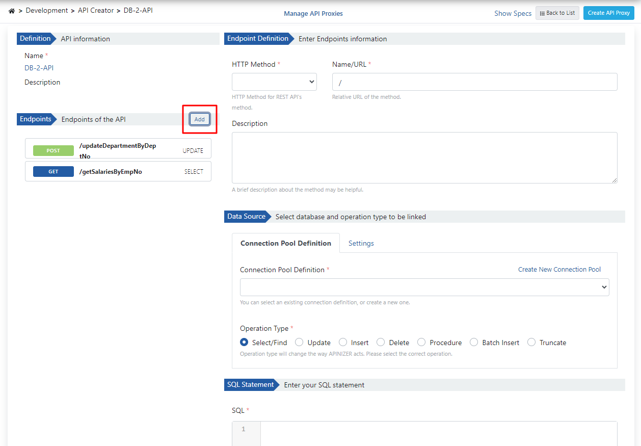 Add butonuna tıklama (üçüncü endpoint için)