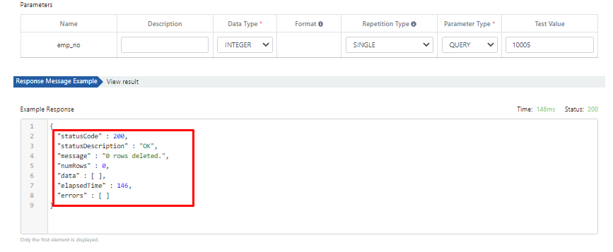 DELETE endpoint test sonucu