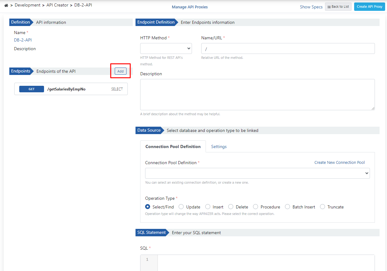 Add butonuna tıklama (ikinci endpoint için)