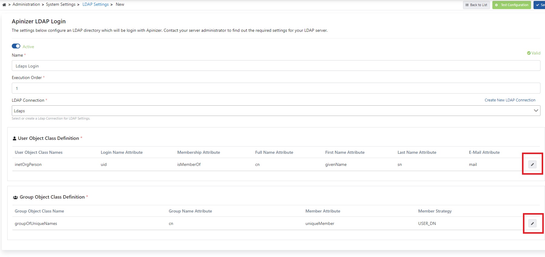 LDAP Settings Page