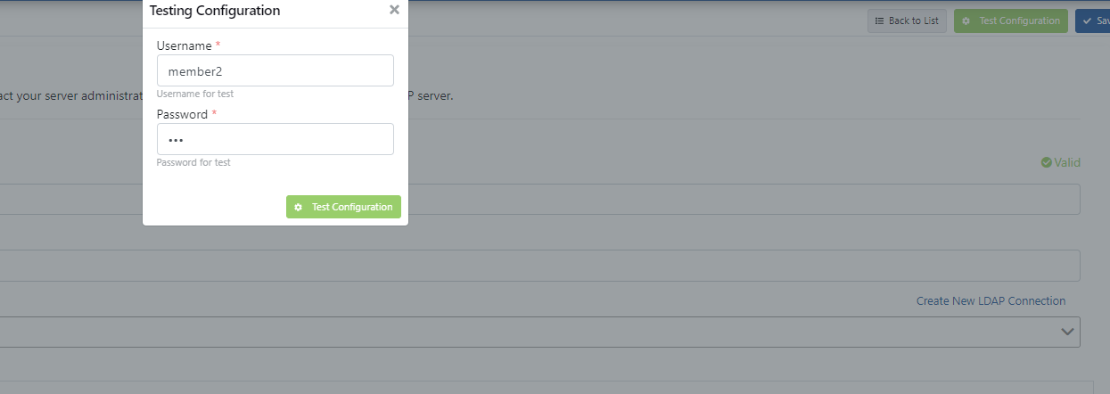 Test Configuration