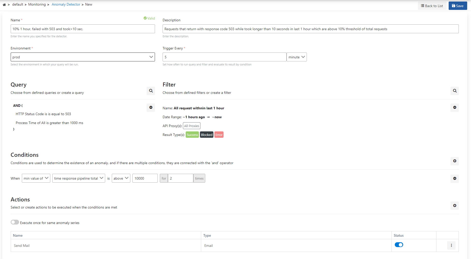 Anomaly Detector Settings Form